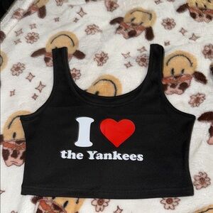Black 'I Love the Yankees' Crop Top